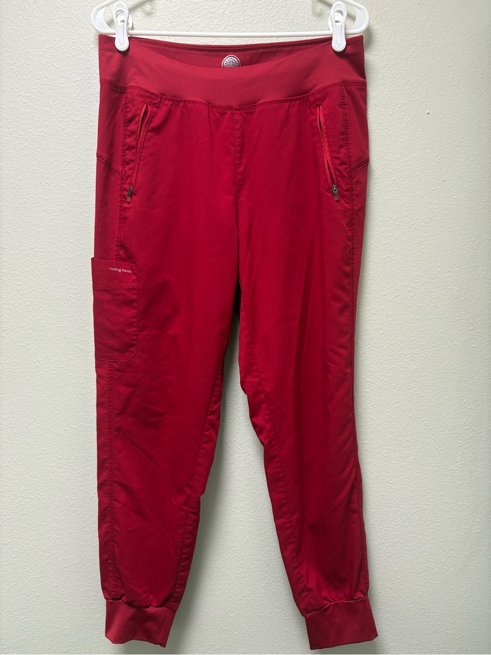 Healing Hands Women’s Scrub Jogger Pants Red Solid Medical Size M